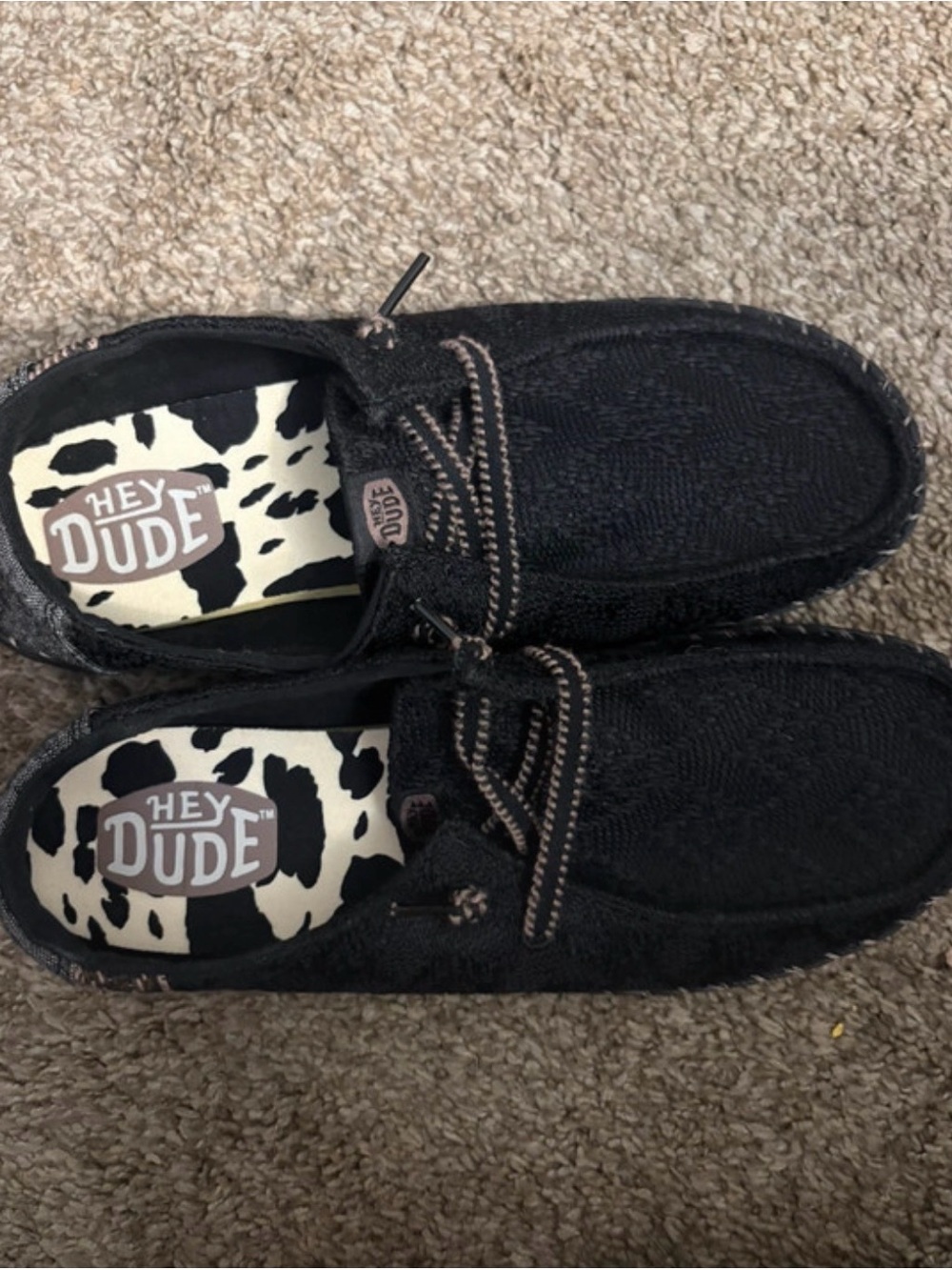 Hey Dude Men’s Black Slip-On Moccasin with Patterned Insole